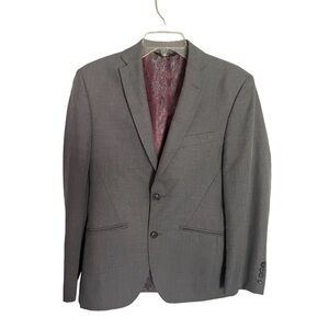 HAGGAR mens gray paisley lined sports coat blazer jacket size 36S